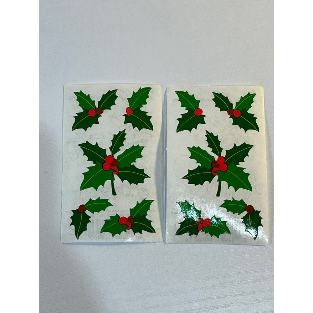 Vintage 1992 Mrs Grossmans‎ Holly Sticker Strips 2pc Christmas Melissa K Carlson